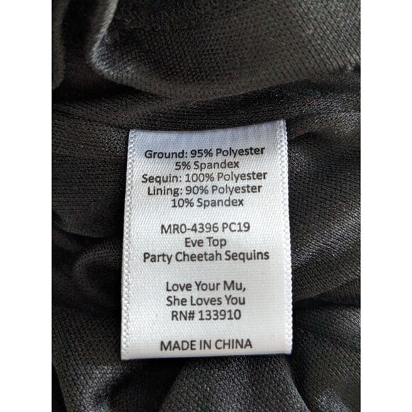 Show Me Your Mumu Eve Top Cheetah Sequin Size Small Black Gold - Picture 8 of 8